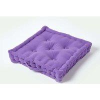 Homescapes Plain Cotton Floor Cushion in Purple | Size: 40 cm x 40 cm