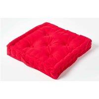 Homescapes Plain Cotton Floor Cushion in Red | Size: 40 cm x 40 cm
