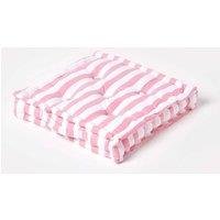 Homescapes Cotton Thick Stripe Floor Cushion in Pink | Size: 40 cm x 40 cm
