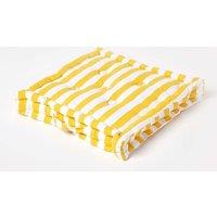 Homescapes Cotton Thick Stripe Floor Cushion in Yellow | Size: 50 cm x 50 cm