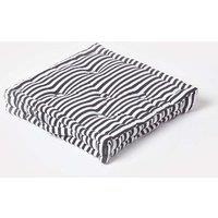 Homescapes Cotton Thin Stripe Floor Cushion in Black | Size: 40 cm x 40 cm