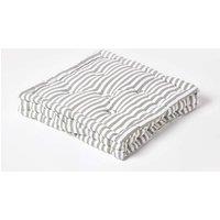 Homescapes Cotton Thin Stripe Floor Cushion in Light Grey | Size: 40 cm x 40 cm