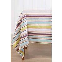 Homescapes Striped Cotton Tablecloth, 137cm x 137 cm in Green