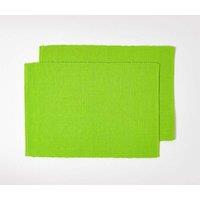 Homescapes Cotton Plain Pack of 2 Placemats in Lime
