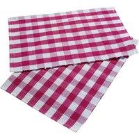 Homescapes Block Check Cotton Gingham Placemats, Set of 2 in Pink