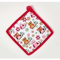Homescapes Red Owls Cotton Pot Holder