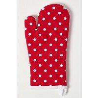 Homescapes Red Polk Dot Cotton Oven Glove