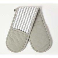 Homescapes Grey Stripe Cotton Double Oven Glove