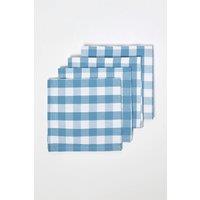 Homescapes Block Check Cotton Gingham Napkins, Set of 4 in Blue