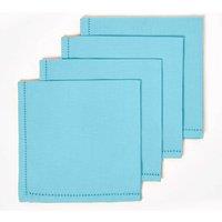 Homescapes Cotton Fabric 4 Napkins Set in Blue