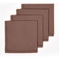 Homescapes Cotton Fabric 4 Napkins Set in Chocolate