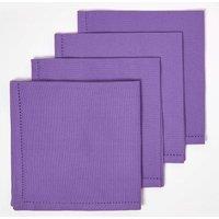 Homescapes Cotton Fabric 4 Napkins Set in Purple