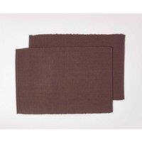 Homescapes Cotton Plain Pack of 2 Placemats in Chocolate