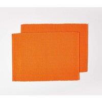Homescapes Cotton Plain Pack of 2 Placemats in Orange