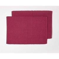 Homescapes Cotton Plain Pack of 2 Placemats in Plum