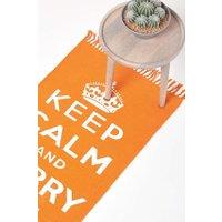 Homescapes Keep Calm & Carry On Handwoven 100% Cotton Rug in, 60 x 100 cm in Orange | Size: 60 cm x 100 cm