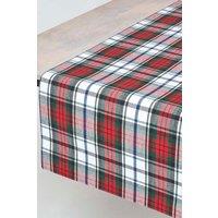 Homescapes Cotton Christmas Macduff Tartan Table Runner in Red