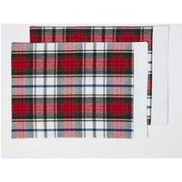 Homescapes Cotton Christmas Macduff Tartan Pack of 2 Placemats in Red