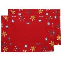 Homescapes Cotton Christmas Red Snowflake Pack of 2 Placemats