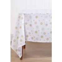 Homescapes Snowflake Christmas Tablecloth, 137cm x 137cm in White | Size: 137 cm x 137 cm