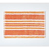 Homescapes Handloomed Striped Cotton Bath Mat in Orange