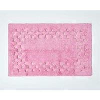 Homescapes Cotton Check Border Bath Mat in Pink