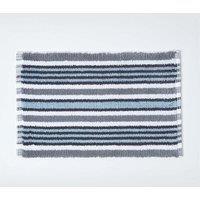Homescapes Handloomed Striped Cotton Bath Mat in Black