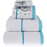 Homescapes Turkish Cotton Embroidered Bicycle White Towel