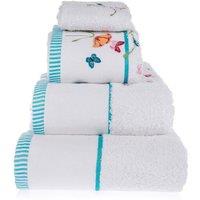 Homescapes Turkish Cotton Embroidered Butterfly White Towel