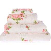 Homescapes Floral Printed Cotton Towel in Cream