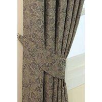 Homescapes Vintage Floral Jacquard Curtain Tie Back Pair in Grey
