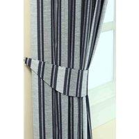 Homescapes Modern Stripe Jacquard Curtain Tie Back Pair in Blue