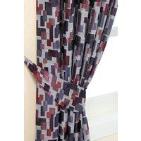 Homescapes Abstract Jacquard Curtain Tie Back Pair in Blue