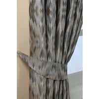Homescapes Jacquard Geometric Curtain Tie Back Pair in Grey