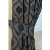 Homescapes Modern Wave Jacquard Curtain Tie Back Pair in Blue