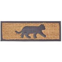 Homescapes Black Cat Silhouette Non-Slip Coir Doormat | Size: 25 cm x 75 cm