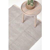 Homescapes 100% Cotton Plain Chenille Rug in Light Grey | Size: 60 cm x 100 cm