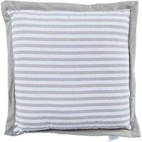 Homescapes Handmade Striped Seat Pad Soft Cotton Dining Chair Cushion in Grey | Size: 40 cm x 40 cm