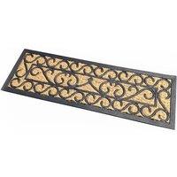 Homescapes Scroll Rubber & Coir Doormat in Natural | Size: 25 cm x 75 cm