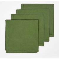 Homescapes Cotton Fabric 4 Napkins Set in Olive