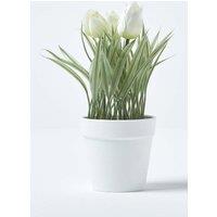 Homescapes Artificial Tulips in White Decorative Pot, 22 cm Tall