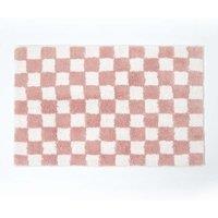 Homescapes Check 100% Cotton Non Slip Bath Mat in Pink