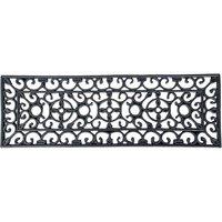 Homescapes Black Wrought Iron Effect Parisian Rubber Doormat 75 x 25cm | Size: 25 cm x 75 cm