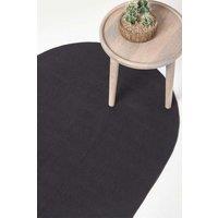 Homescapes Handmade Woven Braided Oval Rug in Black | Size: 50 cm x 80 cm