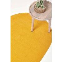 Homescapes Handmade Woven Braided Oval Rug in Mustard | Size: 50 cm x 80 cm