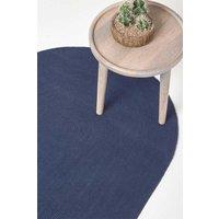 Homescapes Handmade Woven Braided Oval Rug in Navy | Size: 50 cm x 80 cm