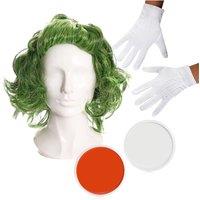 I Love Fancy Dress Factory Worker Accessory Set - Wig Gloves & Facepaint in Green