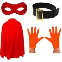 I Love Fancy Dress Super Potato Costume Hero Set - Belt, Gloves, Red Mask & Cape