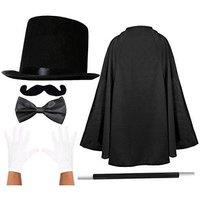 I Love Fancy Dress Magician Fancy Dress Costume Kit - 6 Piece Set in Black