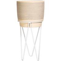 Sass & Belle Grey Striped Cement Planter With Wire Stand